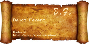 Dancz Ferenc névjegykártya